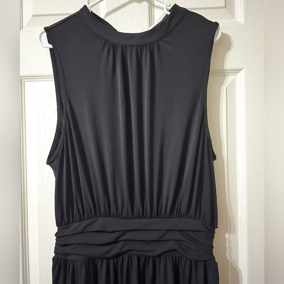 Leota Aria Midi Dress in Black, Drop Ruched Waist, Stretchy Jersey Knit, EUC! - Picture 3 of 12